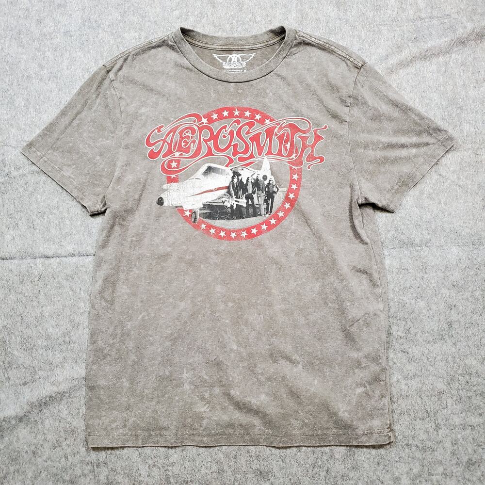 Aerosmith Shirt Womens Medium Band Rock Concert Music Acid‎ Wash Grunge Hippie